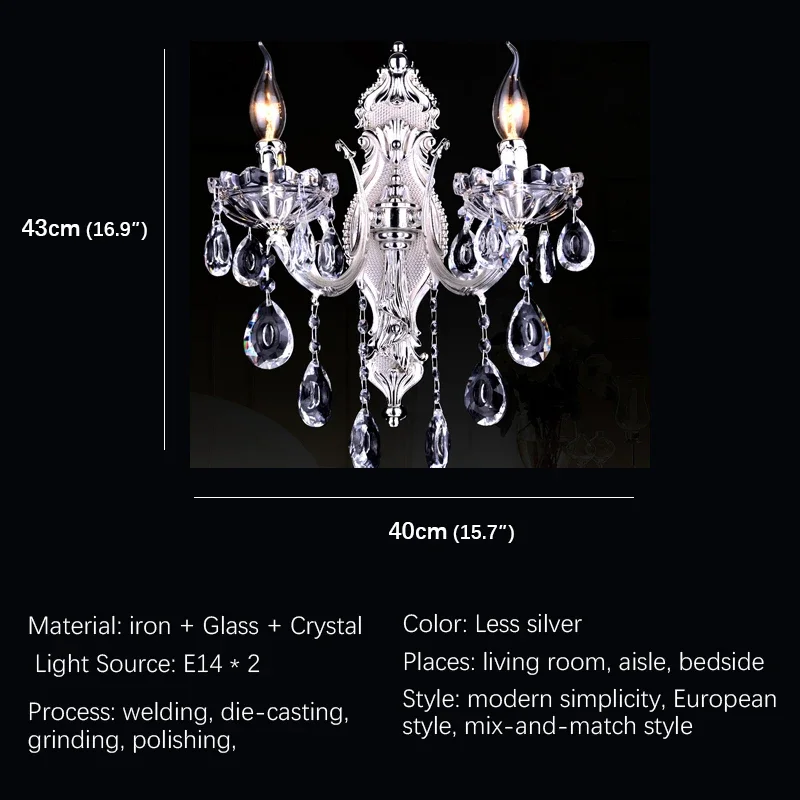 DEBBY  Luxurious Crystal Wall Lamp  European Style Candle Lamp  Living Room Restaurant Bedroom Villa Hotel Engineering