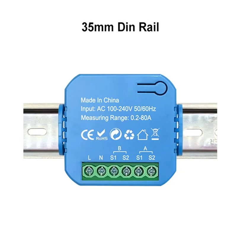 ELECT-Tuya Smart 2-Wege-WLAN-Energiezähler, bidirektional, 1/2-Kanal mit Klemme, App-Monitor, solarbetrieben und verbrauchte Leistung, 1 CT Du