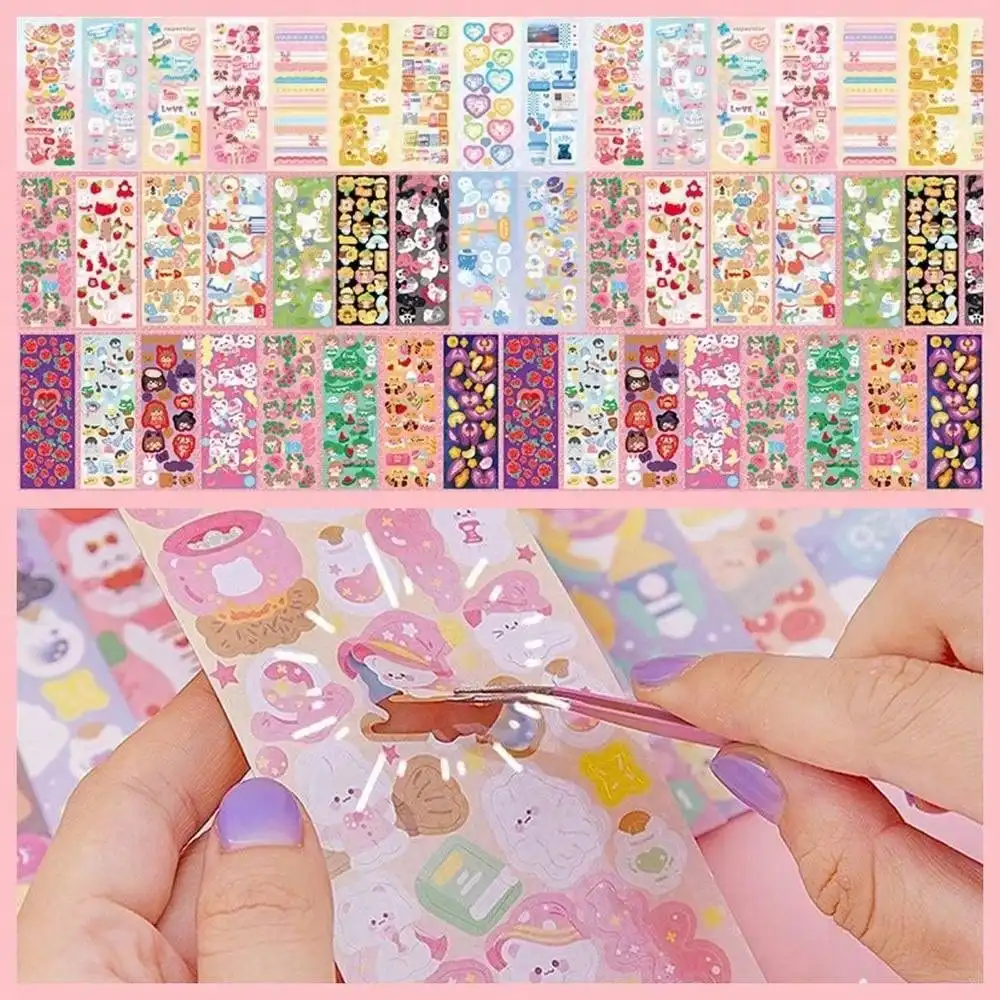 100 pegatinas DIY de dibujos animados lindos no repetitivos, pegatinas creativas, pegatinas láser, regalos para niños