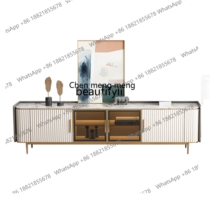 

Italian light luxury style slate TV cabinet simple modern small apartment living room Nordic marble floor cabinet