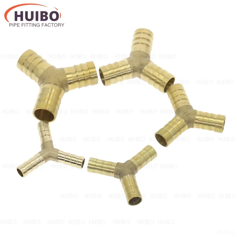 Brass Splicer Pipe Fitting Y Shape 3 Way Hose Barb 4 5 6 8 10 12 14 19mm Copper Barbed Connector Joint Coupler Adapter Pneumatic