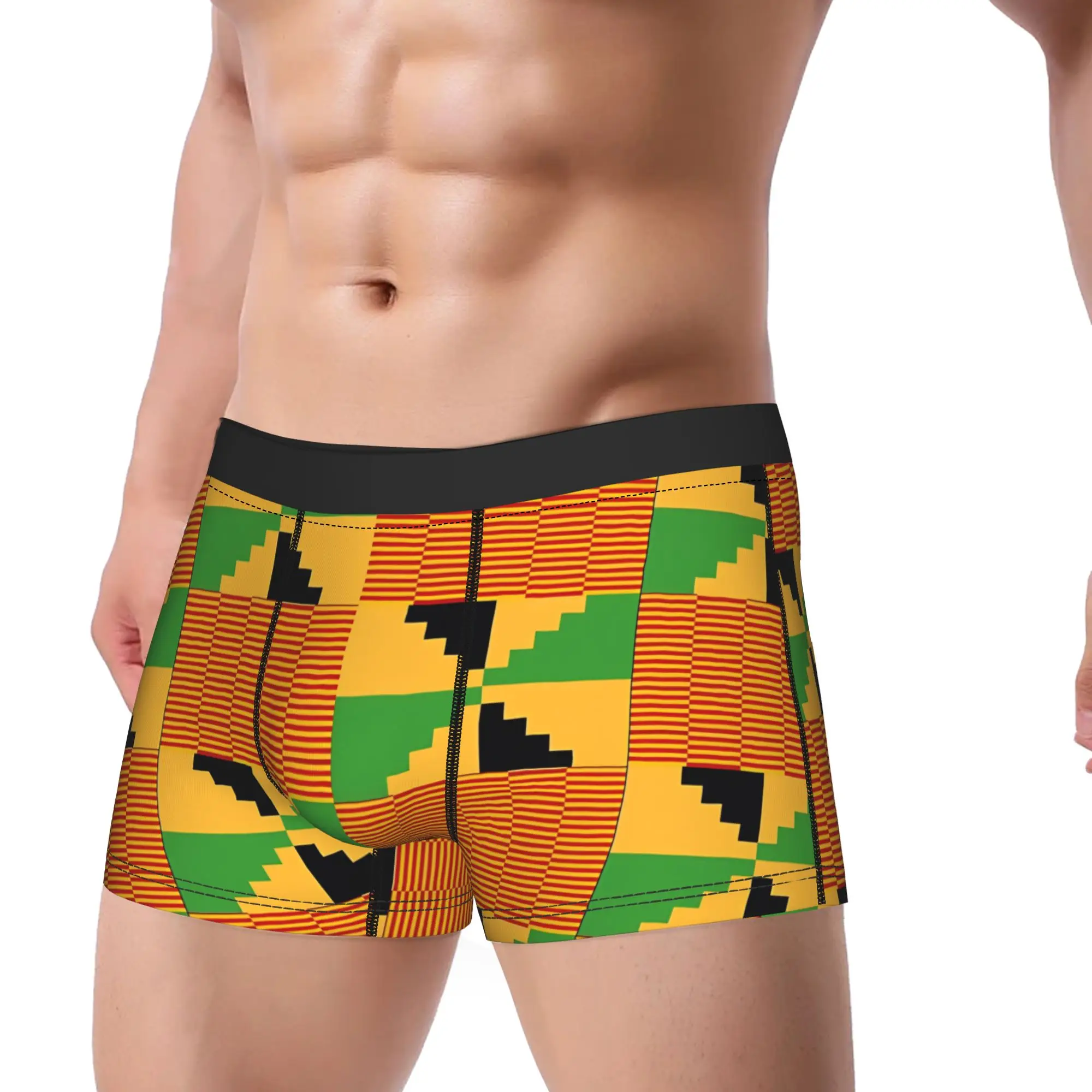 African Pattern Authentic Kente Cloth Underwear  Male Underpants Custom Breathable Boxershorts Quality Boxer Brief Big Size