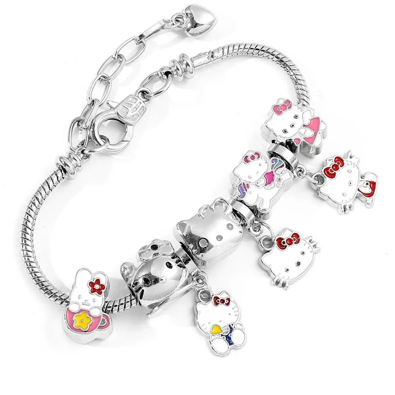 New Sanrio Hello Kitty Bracelet Kawaii Women Fashion DIY Cartoon Anime Series Cute Cat Y2k Pendant Jewelry Friend Birthady Gift