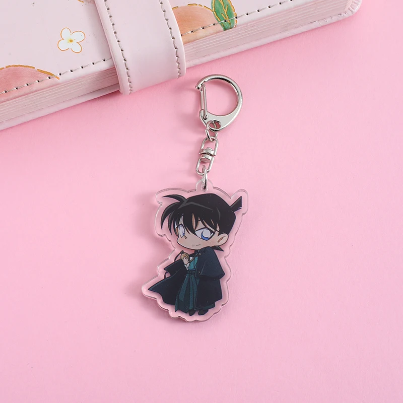 Conan Anime Lilo and Stitch Pendant Keychains Holder Car Key Chain Key Ring Mobile Phone Bag Hanging Jewelry Gifts