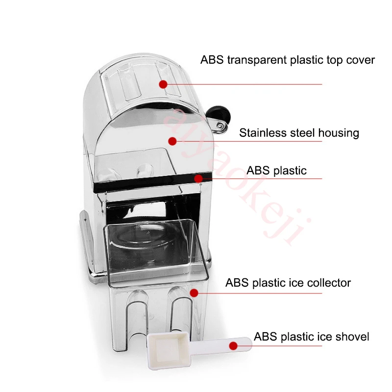 Household Manual Ice Shaver Ice Crusher Ice Block Slush Breaking Machine Snow Cone Maker Machine