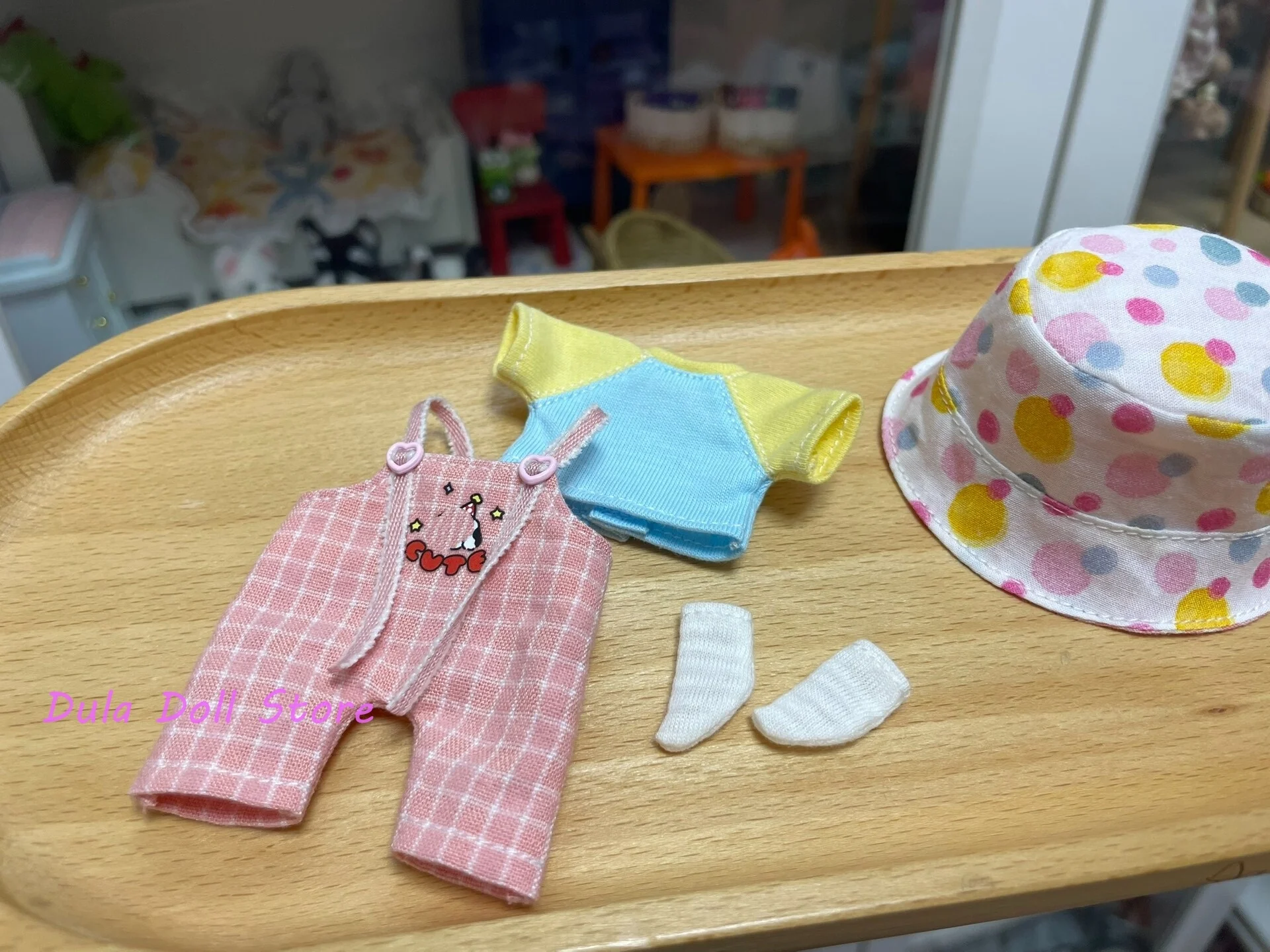 2026 Dula Doll Clothes Strap Pants Fisherman Hat Set for OB11 GSC Doll