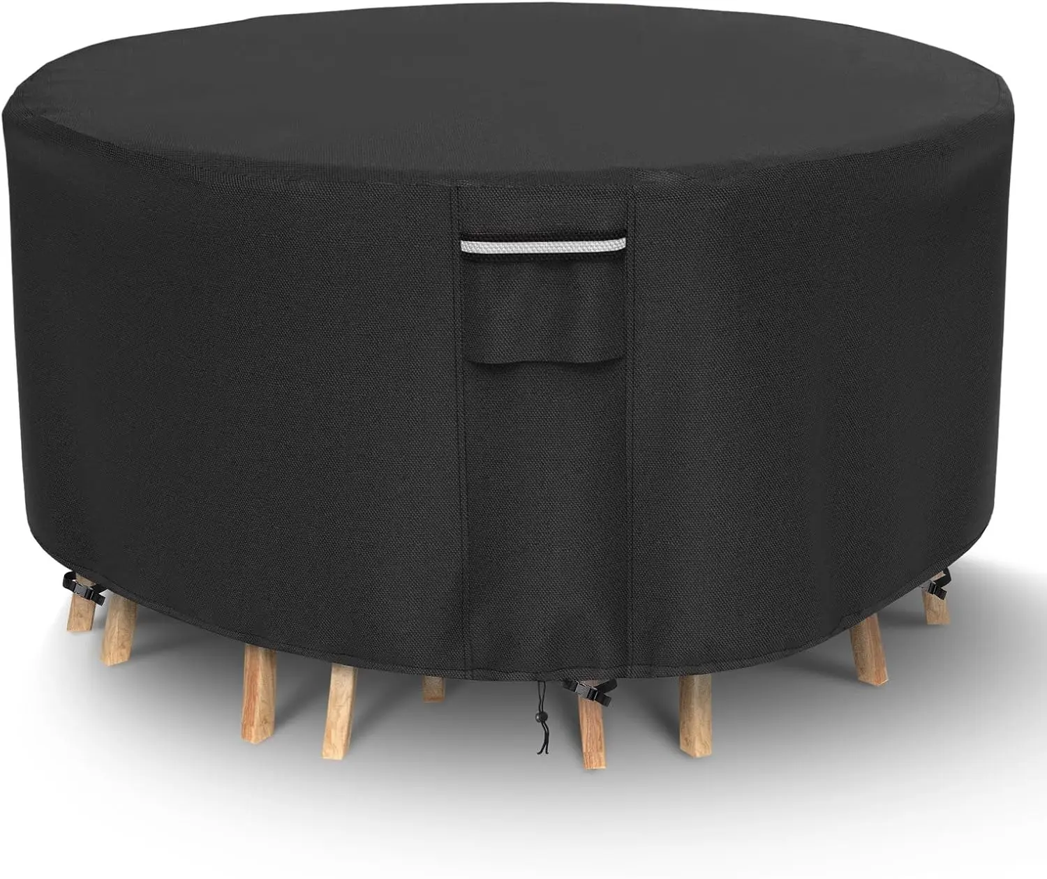 

Round Patio Furniture Cover 110"x28" Heavy Duty Waterproof UV Resistant for Outdoor Dining Table and Chairs Black