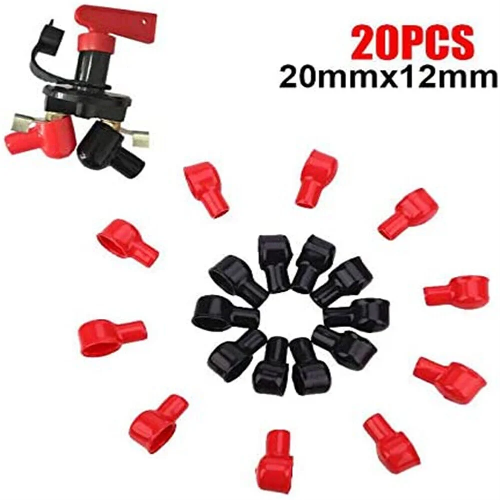 20PCS Battery Terminal Cover Boots Insulating Protective Lug Cap 12x20mm Black/red Battery Insulation Cover