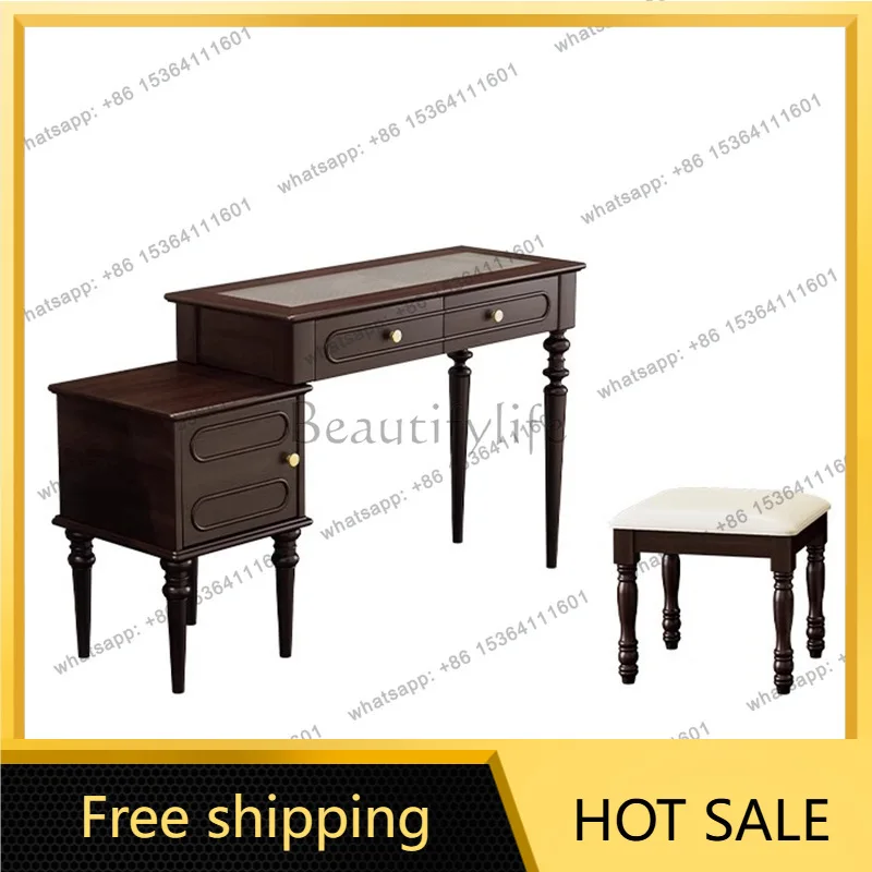 Zj. French retro solid wood dresser medium antique drawer small bucket cabinet integrated makeup table