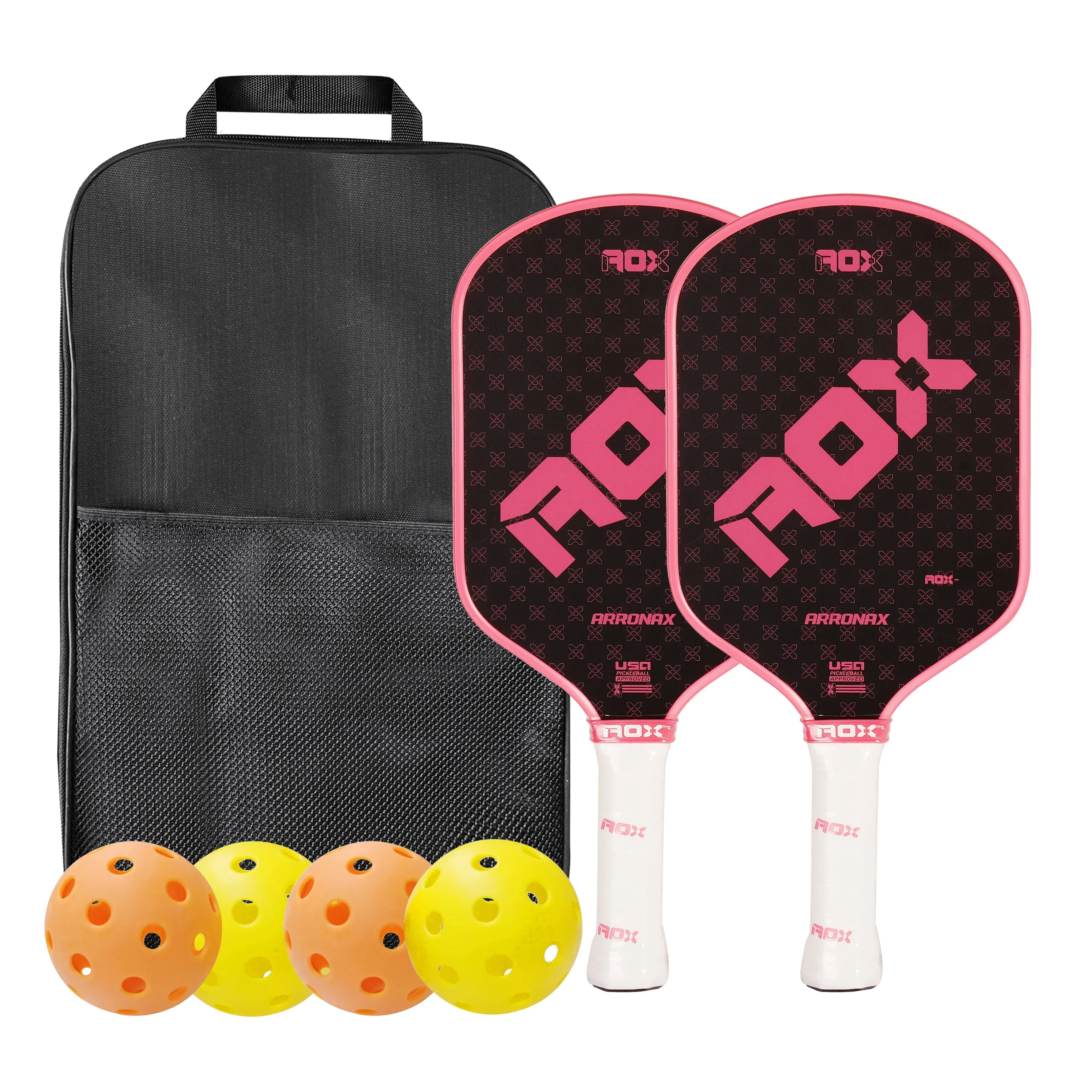 Pickleball Paddles Set Fiberglass Surface Non-Slip Grip Durable Lightweight Pop Tennis Sports Accessory Traction and Stability