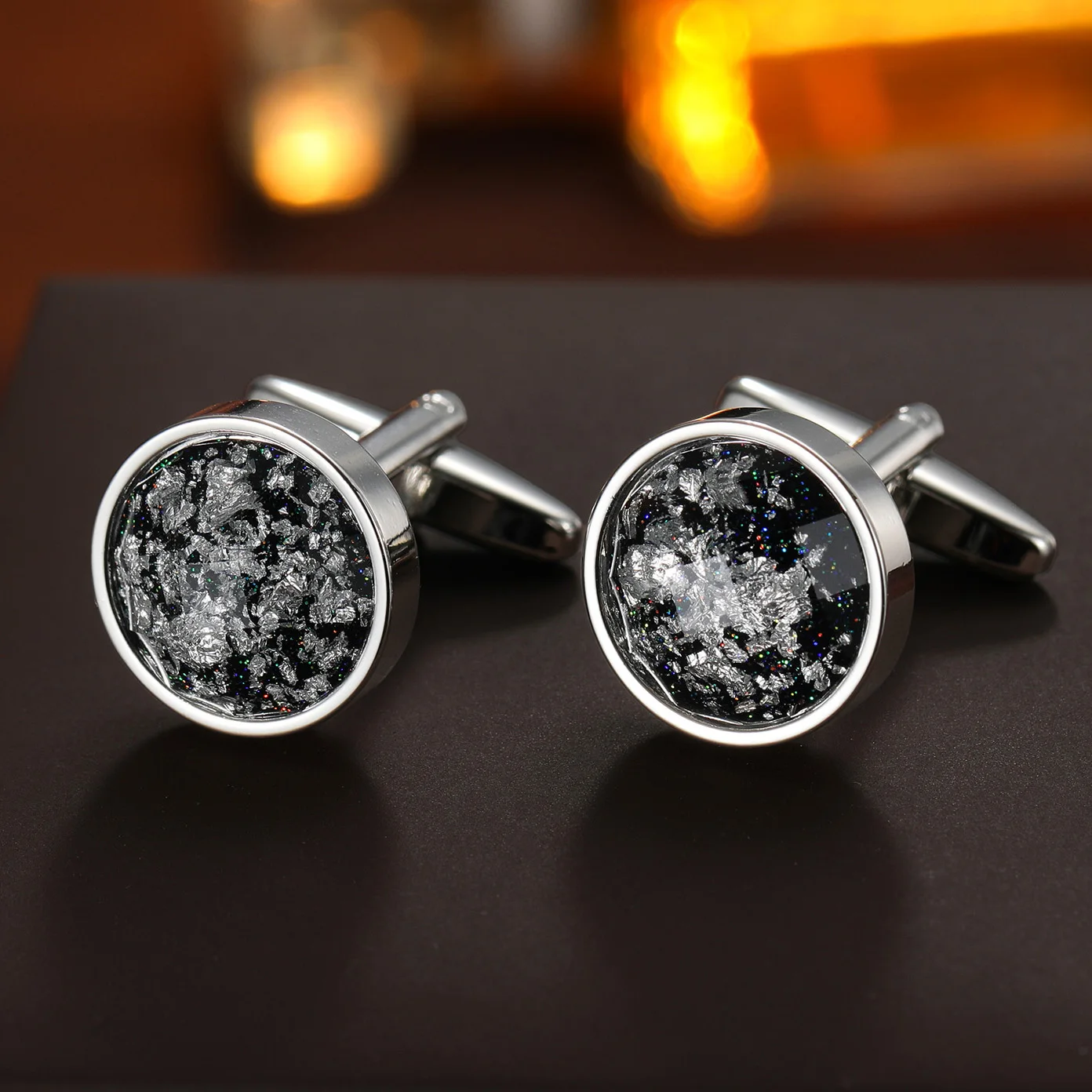 The Starry Sky Round Cufflinks For Men Wedding Elegant Business Formal Dress Shirt Accessories Gift for Groom Him Father's Day