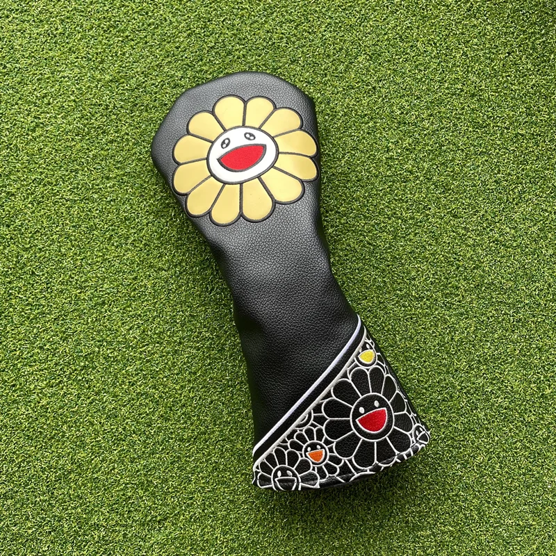 Golf Club #1 #3 #5 Wood Headcovers Driver Fairway Woods Cover PU Leather High quality  Putter Head Covers sunflower