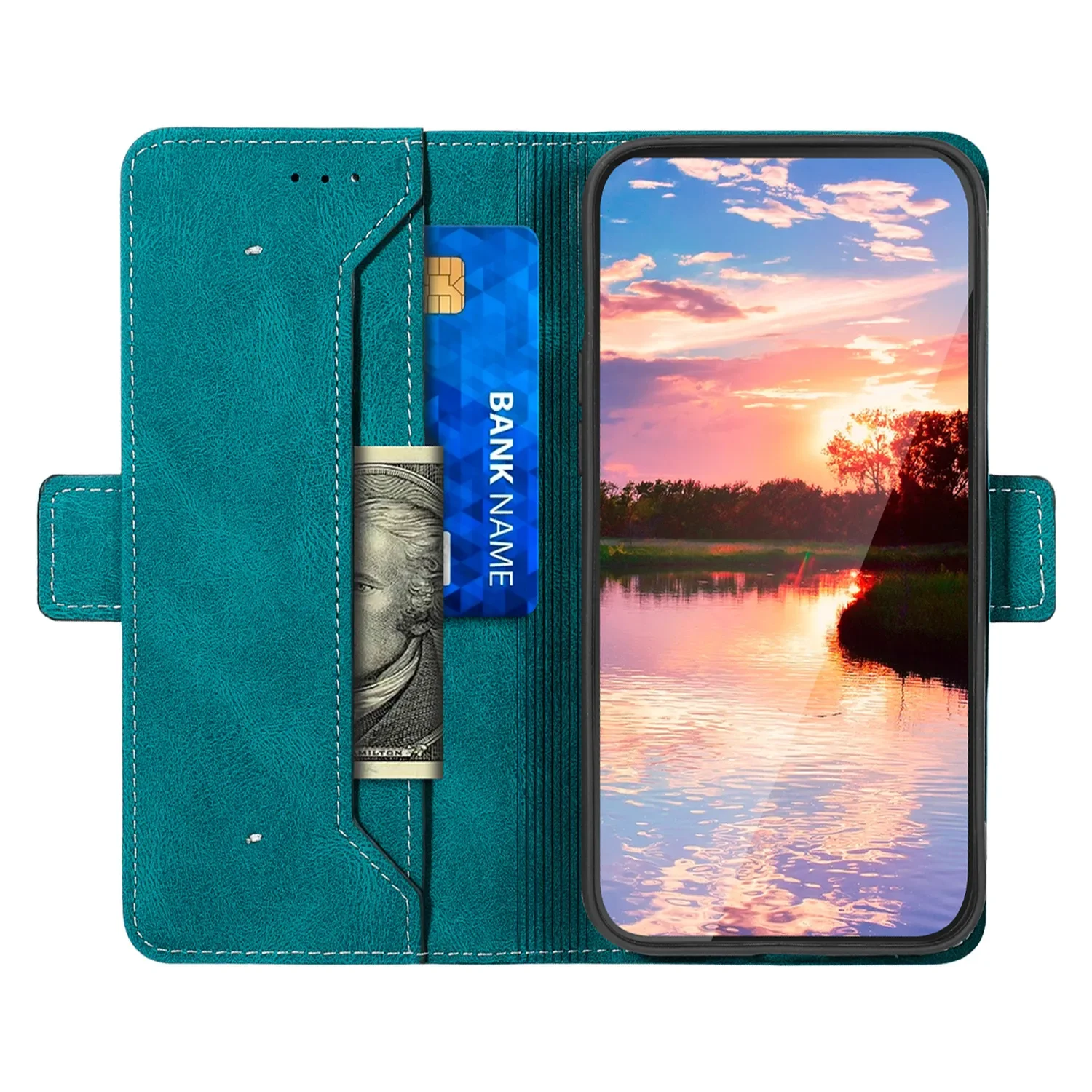 Bicolor Leather Wallet Case For iPhone 15 14 13 12 Pro Max 11 Pro XS XR X SE 2020 2022 7 8 Plus Flip Card Slot Phone Cover Coque