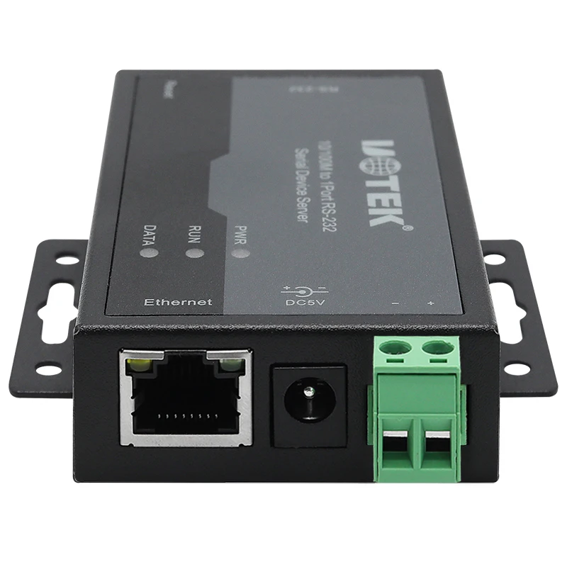 UOTEK 10/100M TCP/IP - RS232 직렬 장치 서버, 1.5KVAC 절연 보호 및 4KV ESD 보호 UT-6801BC