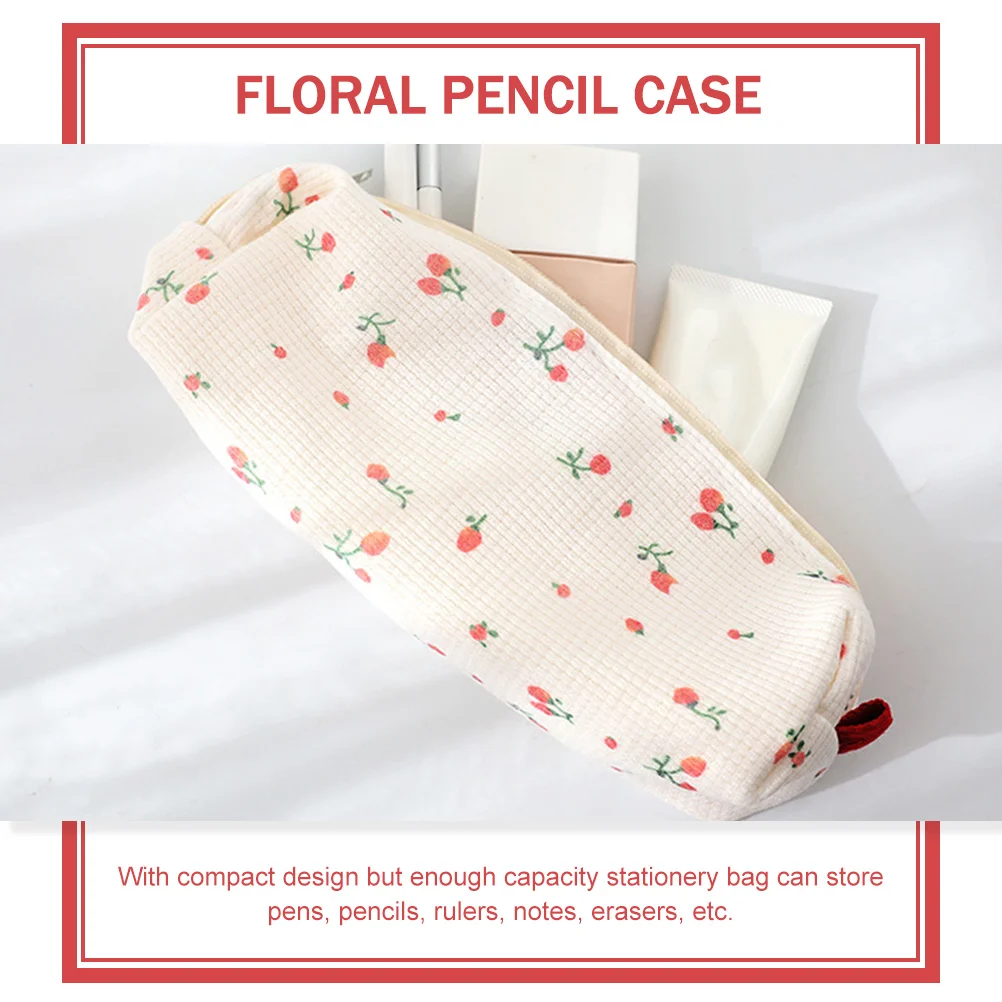 2 Pcs Nice Holder Small Floral Pencil Case Bags With Zipper Cases For Adults Flowers Aesthetic Travel