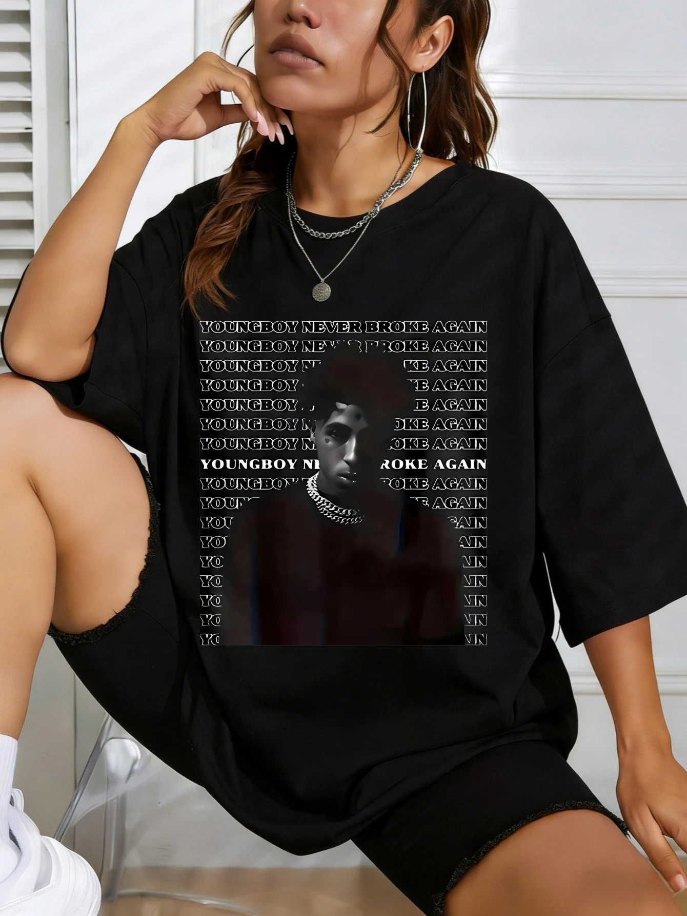 

Womens World Print Oversized Cotton Y2K Graphic Printed T Shirt Casual Summer Daily Wear