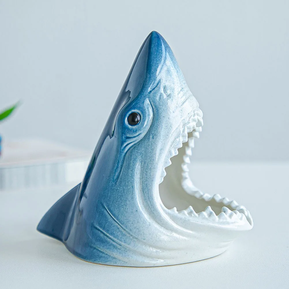 

Fish Tank Decorative Cave Aquarium Landscaping Ornament Simulated Shark Decoration Ceramic Statue Landscape