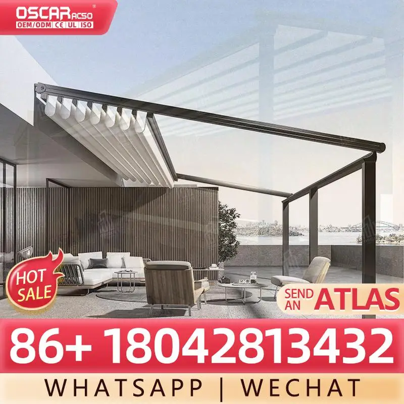 

Waterproof Electric Retractable Outdoor Sunshades for Restaurant Courtyard Villa Retractable Canopy Pergola