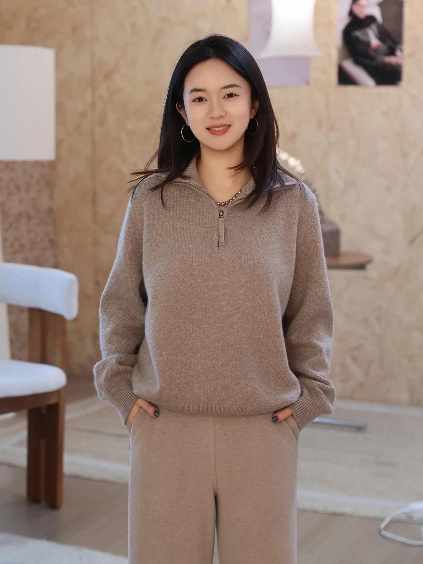 

Thiened шерстяной вязаный свитер с воротником-стойкой, базовый слой, зимняя теплая внутренняя одежда, повседневная женская мода FSY5284