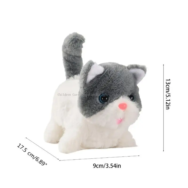 Lopend kattenspeelgoed Elektronisch interactief pluche huisdier Wandelen Miauwen Geweldige cadeaus voor kinderen, jongens en