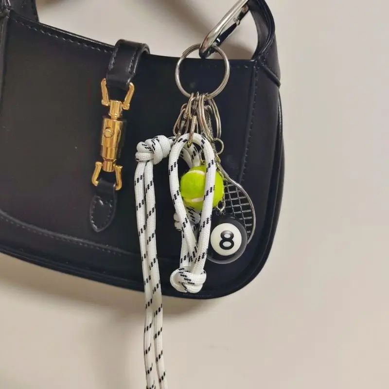 Original Designed Key Chain With Badminton Decor Sporty Style Bag Pendant Korean Y2K Nylon Handmade Rope Keychain Pendant Gift