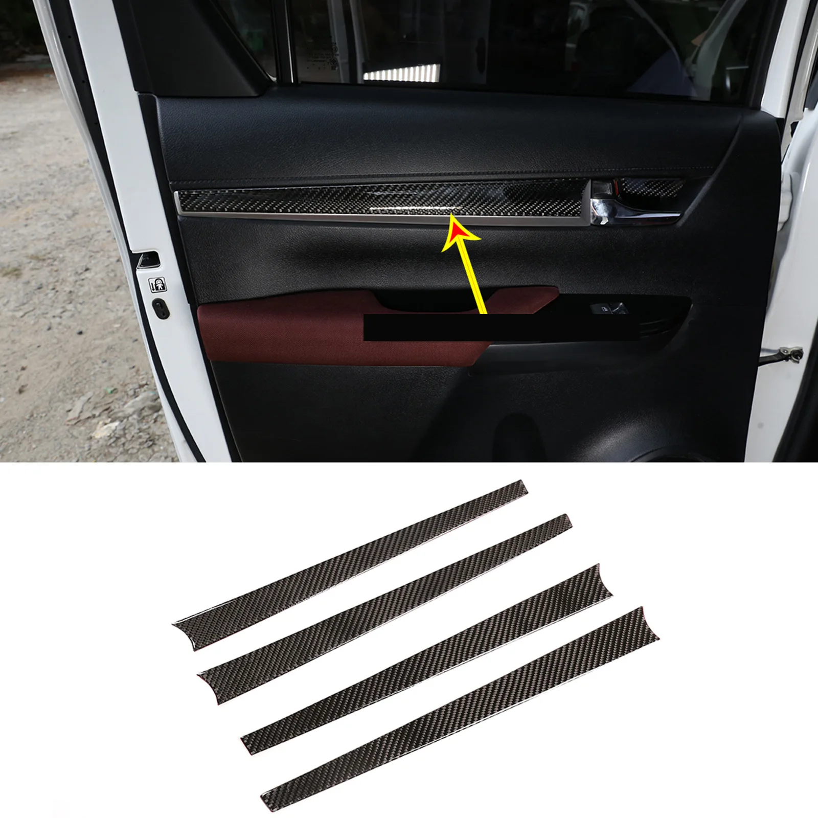 

inner door panel trim real for 15-22 Toyota Hailax carbon fiber soft accessories