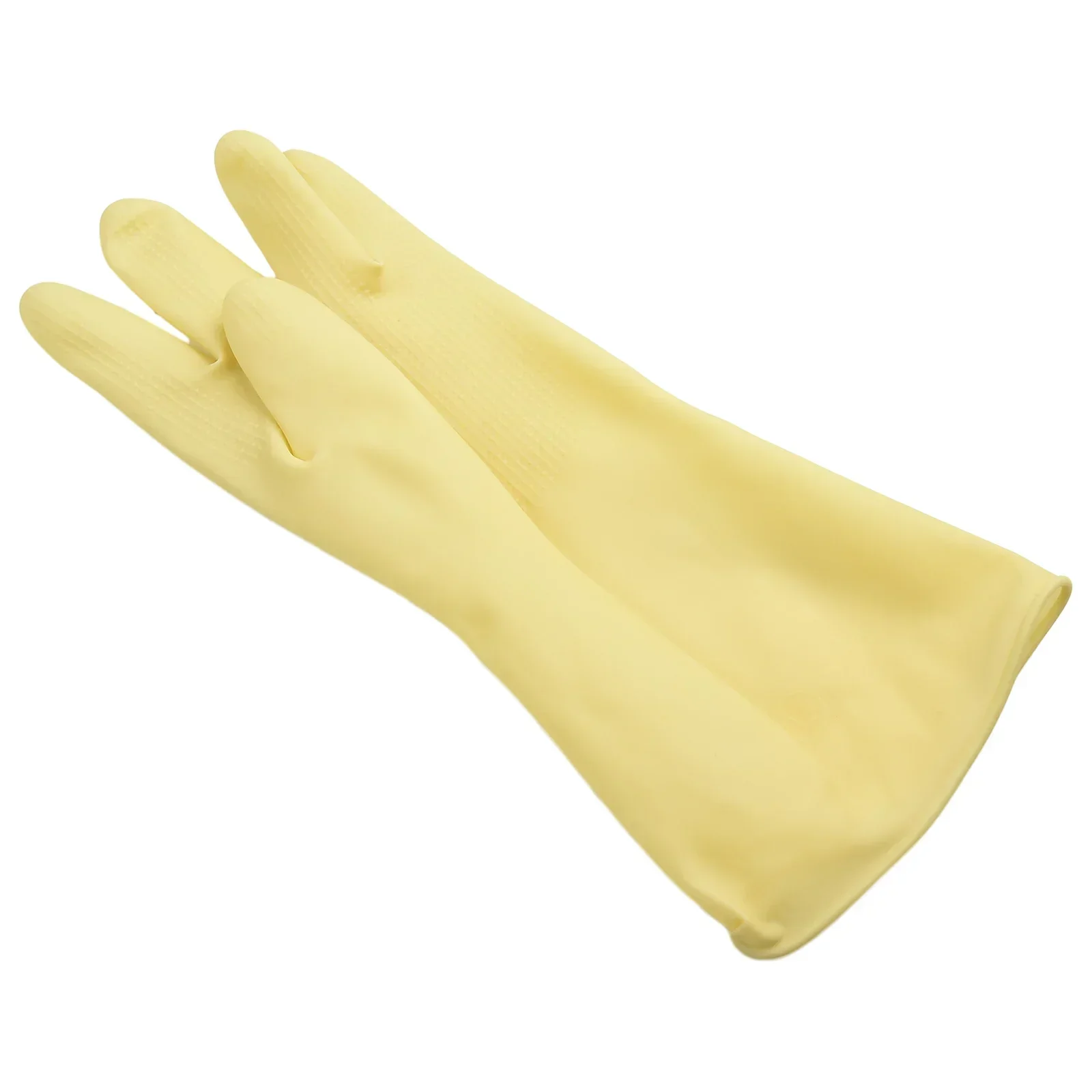 1 Pair Latex Industrial Gloves Yellow Acid Resistant Chemical Protective Gloves 32cm Length For Industrial Enterprises Hand Tool