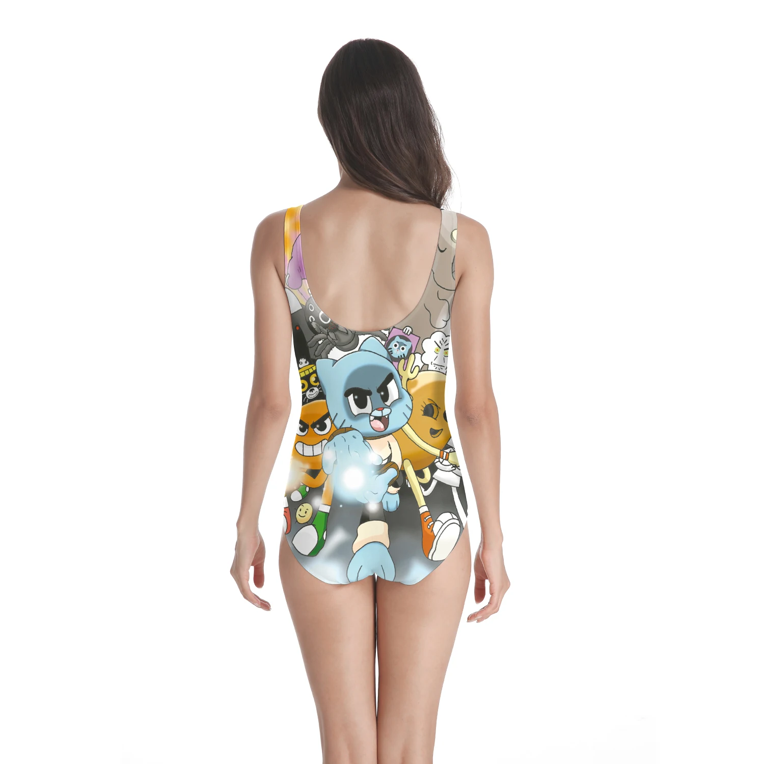 Nadanbao Swimwear Women One Piece Suits Sexy Fashion Beach Swimsuit Party Bodysuit Sleeveless Cartoon Printing Surfing Beachwear