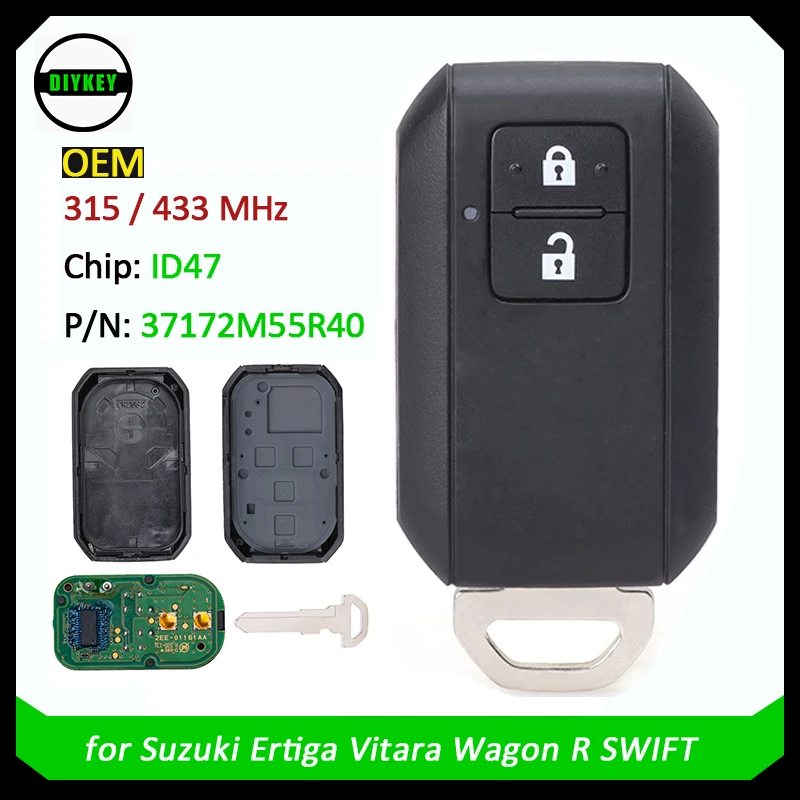 DIYKEY OEM Remote Key 2 Button 315MHz/433MHz for Suzuki ERTIGA VITARA Ertiga SWIFT 2017-2020 Genuine Smart Key Fob 37172M55R40