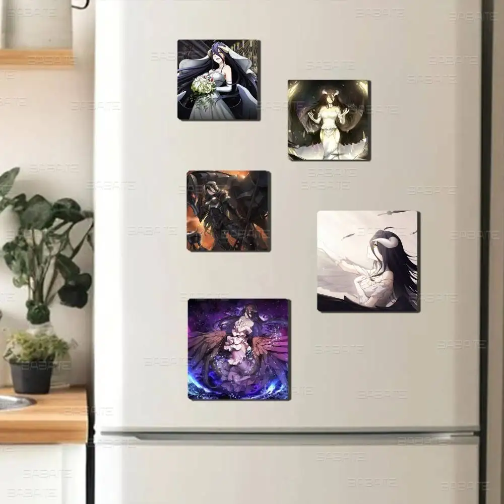 Cartoon Overlord Albedo 1pc Fridge Magnet Personalized Magnetic Durable Plastic Square Picture Surface Fridge Magnets