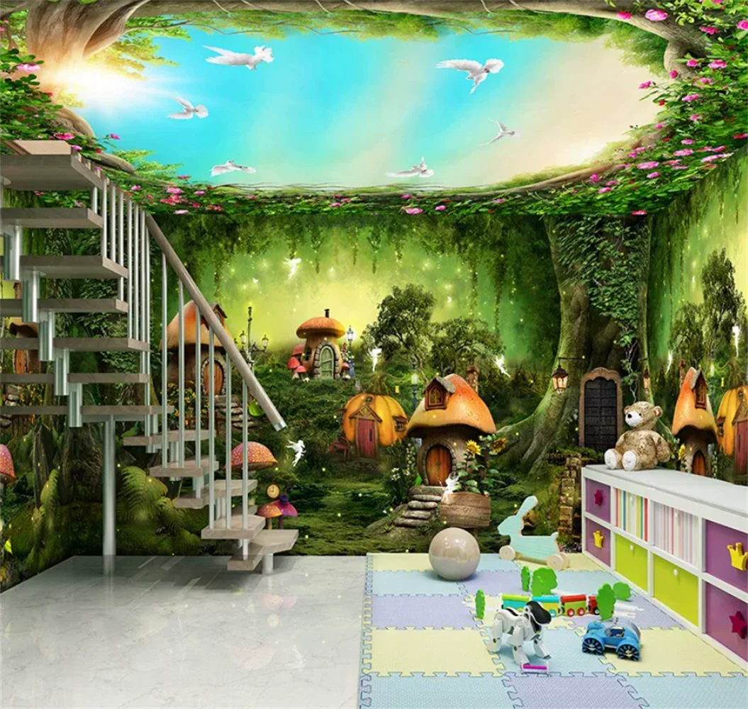 

Custom Dreamland Wonderland Whole Room Wallpaper Modern Europe Art Mural Large Painting Background for Living Room
