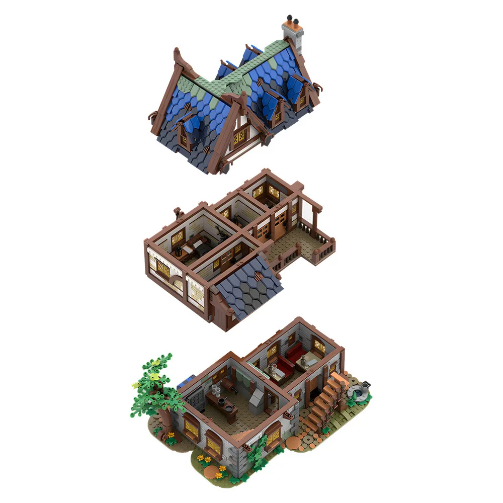 Gobricks moc vista de rua taverna medieval inn blocos de construção modelo arquitetura medieval tijolos montado brinquedo crianças presente