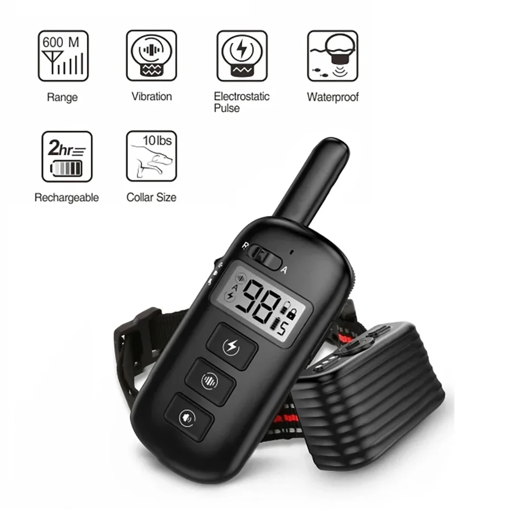 New 600M 2 in 1 Remote Dog Training Bark Collar, Electric Anti Bark Stop Pet Collar, Waterproof Pet Trainer Collar for 1/2/3 Dog