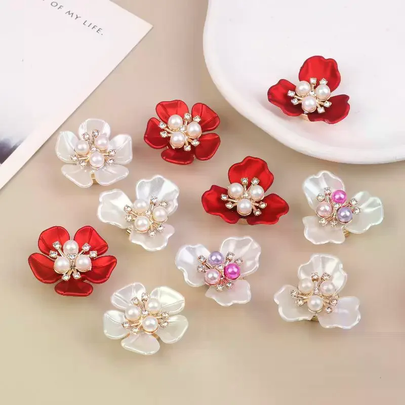 2pcs Shirt Button Covers Floral Buttons Seamless Sewing Clip Decorative Shirts Dresses Fashion Button Clips Clothing Accessory