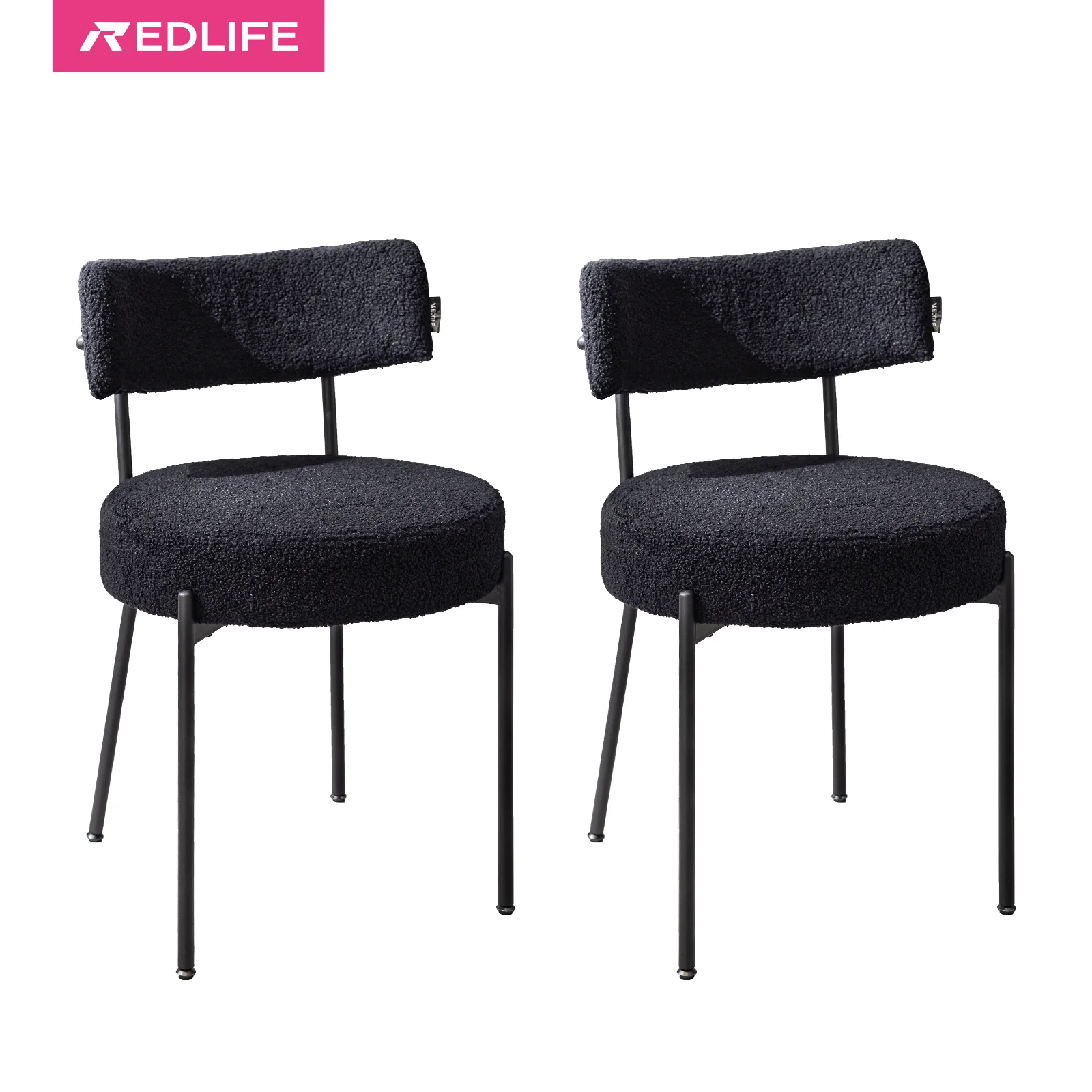 Redlife Dining Chairs Set of 2,Upholstered Living Room Chairs with Sturdy Metal Legs & Thickened Cushion for Kitchen，Dining Room