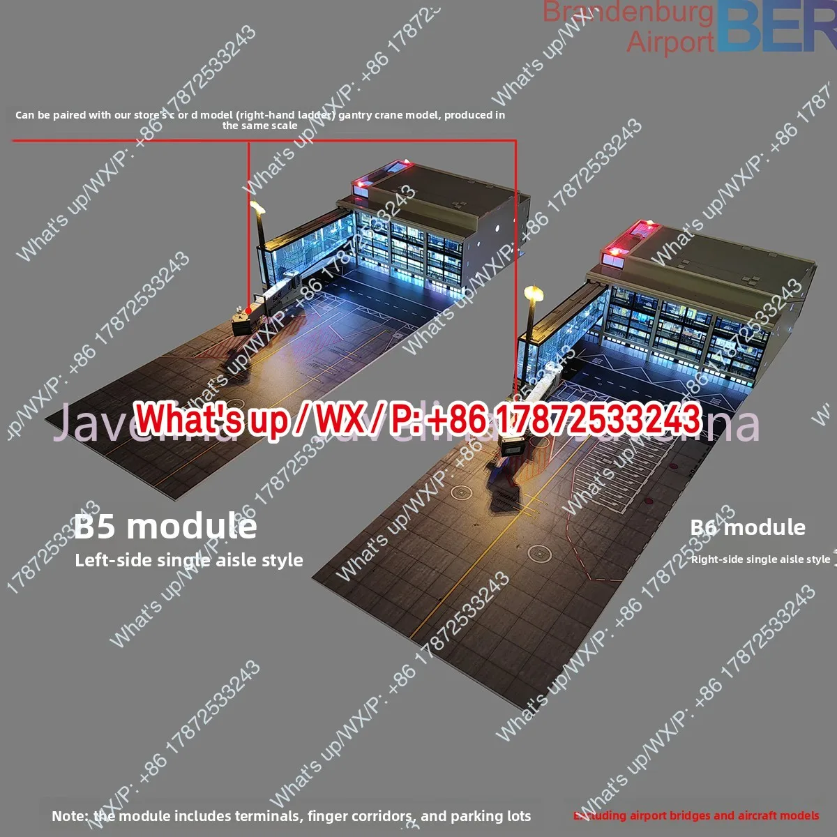 200 Airport Module Terminal Apron Model with Lighting for Simulation Educational Toy