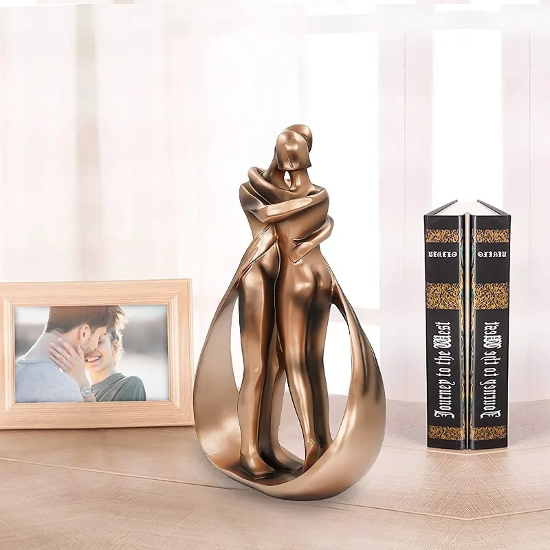 Creative Embrace Couple Statues Embrace Men and Women Resin Statues Sculpture Home Office Anniversary Desktop Home Decoration