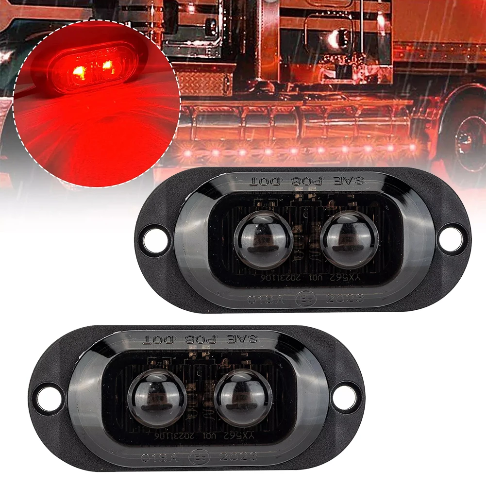 

2pcs 2LED Side Marker Clearance Lights Waterproof For Boat Trailer Truck RV IP65 90LM 16cm Red Wire Positive 3000K Color Temper