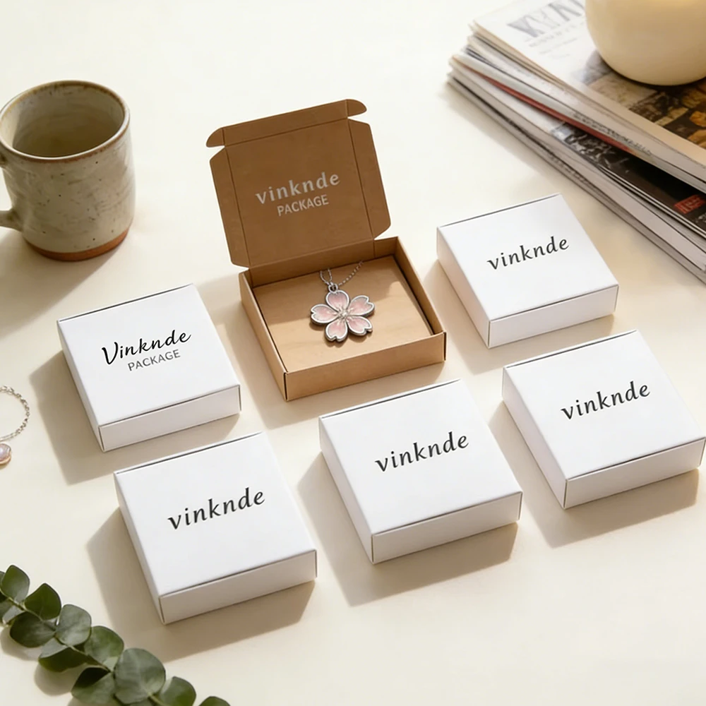 

50/100/200pcs Custom Logo Jewelry Fold Mailer Box Paper Airplane Shipping Case EVA Zipper Jewelry Bag For Ring Earrings Perfume