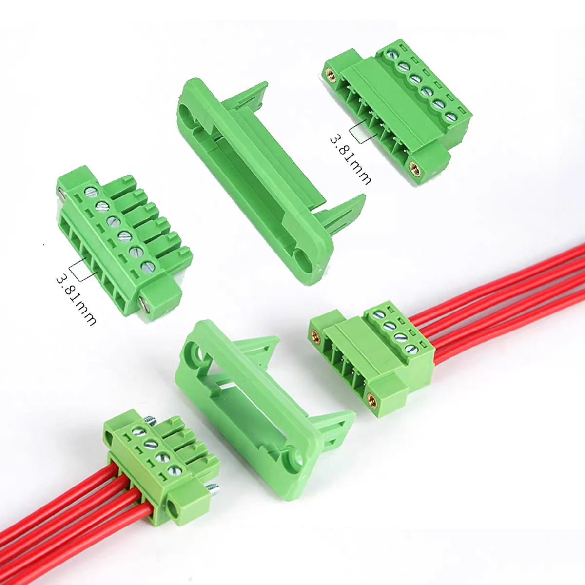 Through-wall Flange Lock Pluggable Screw Terminal Blocks Connector 3.81mm 8 Amps