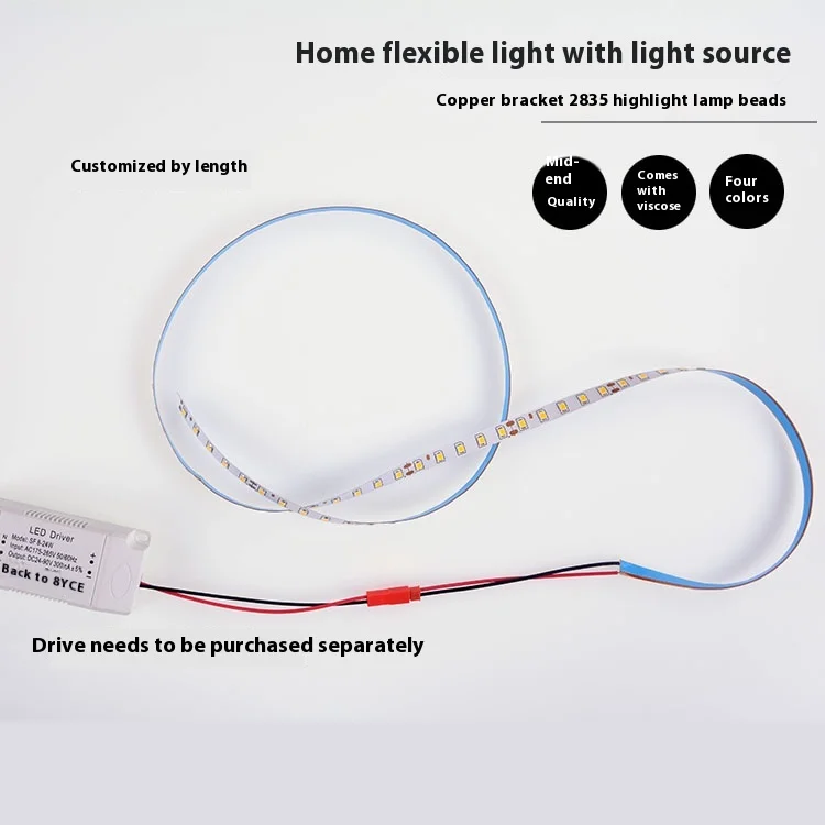 led soft light strips, ceiling-mounted long light sources, home lighting, flexible white light, warm white, blue and pink