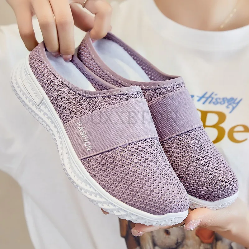 Women\'s Casual Flats Shoes Breathable Mesh Lazy for Ladies Walking Light Comfortable Outdoor Female Flats