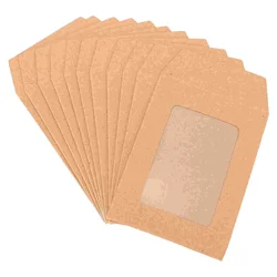 25 Pcs Transparent Kraft Paper Self Seal Window Envelopes Postage Stamps Mailing