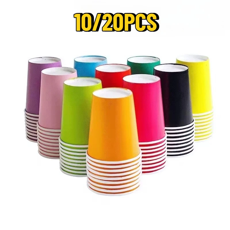 

10/20 шт., 9 унций/250 мл, разноцветные одноразовые бумажные стаканчики, бумажные стаканчики для питья, день рождения, кемпинга, пикника, посуда, принадлежности
