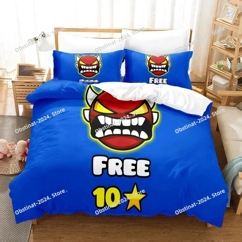 

3D Print Cartoon Game Geometry Dash Bedding Set Duvet Cover Bed Set Quilt Cover Pillowcase Comforter king Queen Size Boys Adult