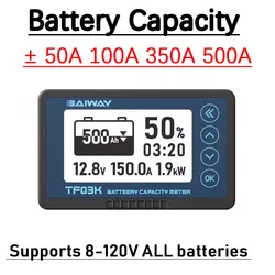 Battery Monitor Capacity Tester meter Voltage Current POWER Display  12V 24V 36V 48V Lifepo4 lead-acid Li-ion lithium BMS RV CAR