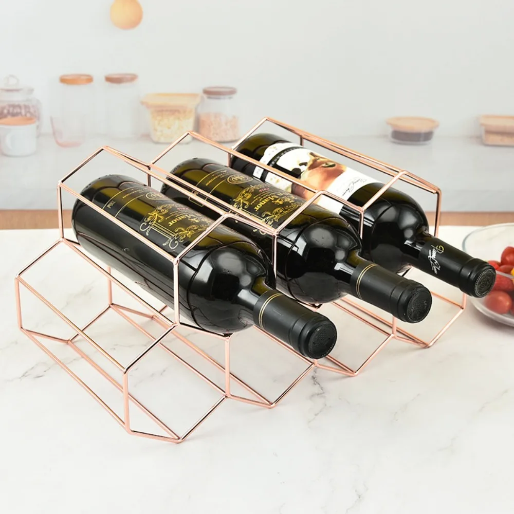 

Rose Gold Hexagon Honeycomb Space Saver Barware Shelves Wine Display Holder Wine Storage Holder Wine Rack Wine Bottle Storage