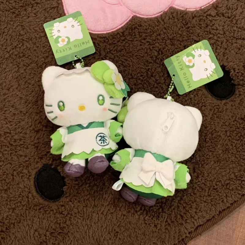 NEW cute Hello Kitty Plush Toy Matcha Keychain Sanrio Matcha Maid   Kimono cat  doll Pendant Charm Pendant for Backpack Gift