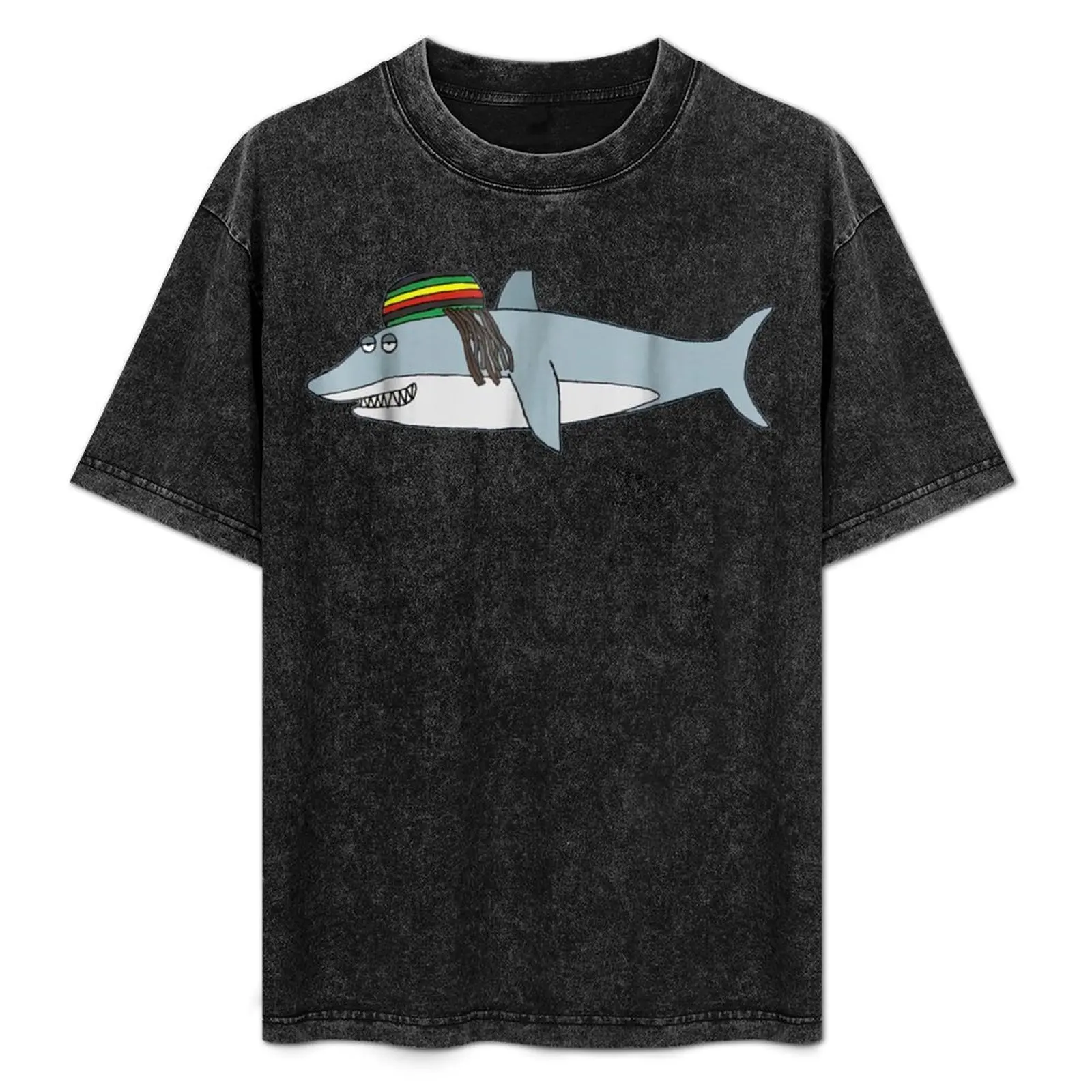 Reggae Shark T-Shirt Basic Plain Tee for Spring and Summer