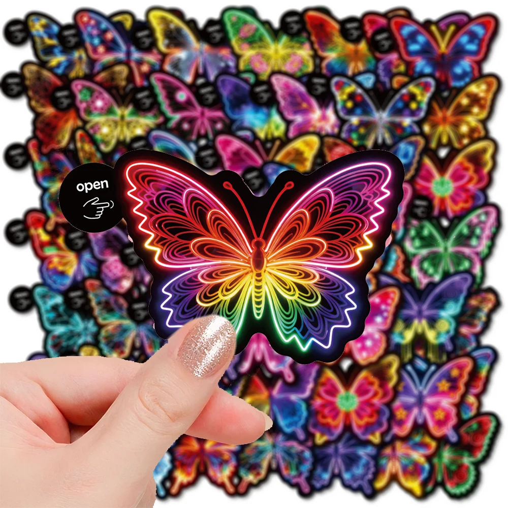 สติกเกอร์ลายการ์ตูนผีเสื้อสไตล์นีออนน่ารัก 10/30/56 ชิ้น สำหรับตกแต่งสเก็ตบอร์ด กระเป๋าเดินทาง โทรศัพท์ จักรยาน สติกเกอร์กราฟฟิตี้สวยงาม สนุกสำหรับของเล่น